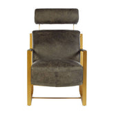 Hoxton Grey Leather Lounge Chair with Rose Gold Finish Frame