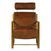Hoxton Light Brown Leather Lounge Chair With Iron Frame