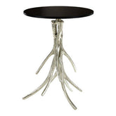Antler Round Side Table with Black Marble Top
