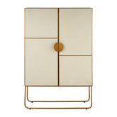 Modica Oak Wood and Brushed Gold Cabinet