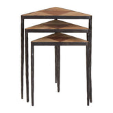 Elmo Elm Wood Set Of 3 Triangular Nesting Tables