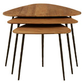 Elmo Elm Wood Top Nest of 3 Triangular Tables
