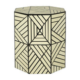 Hassa Ivory And Black Resin Geometric Stool And Table