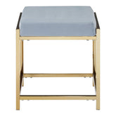 Allure Powder Blue Velvet And Gold Stool