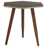 Boho Hexagonal Wooden Side Table