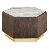 Villi Hexagon Dark Oak and Marble Side Table