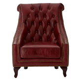Victor Deep Red Leather Lounge Chair with Tufted Back