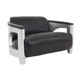 Victor 2 Seat Black Leather Sofa