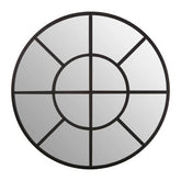 Descartes Black Finish Round Wall Mirror