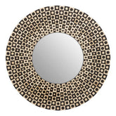 Palu Round Black Wall Mirror with Shell Inlay