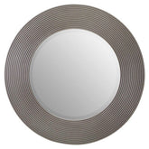 Dervio Grey Ribbed Round Wall Mirror