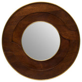 Siva Round Mango Wood Hammered Wall Mirror