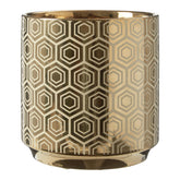 Hexa Small Gold and Cream Ceramic Planter