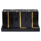 Odell Black and Gold Set of 3 Jars with Tray