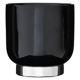 Callie Black Small Planter With Silver Finish Base