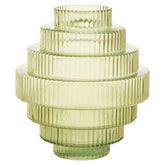Benka Large Green Ribbed Glass Vase