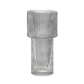 Esma Large Ribbed Grey Glass Vase