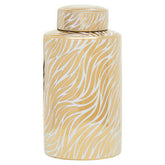 Doria Large White And Gold Finish Ceramic Jar
