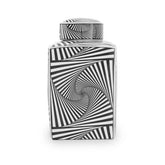 Doria Large Black And White Ceramic Jar