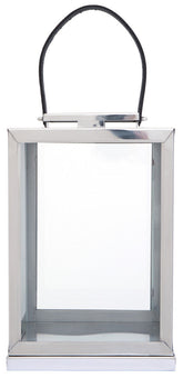 Herber Small Silver Steel With Hair On Leather Handle Lantern
