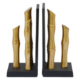 Hiba Set Of Two Gold Finish Bamboo Effect Bookends