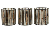 Gaia Smoked Anitque Finish Set Of 3 Tealight Holders