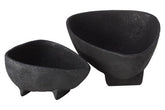 Deriva Set Of Two Textured Black Bowls