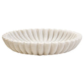 Savio Large White Fluted Marble Bowl