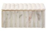 Savio Rectangular White Fluted Marble Box