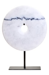 Zoro Medium Round Dia 25cm White Marble Disc Sculpture