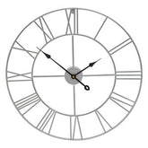 Genova Small Silver Metal Roman Numeral Wall Clock