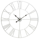 Genova Silver Metal Roman Numeral Wall Clock