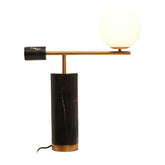 Marmo Black Marble Table Lamp With White Shade