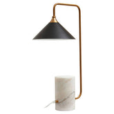 Marmo Black Shade Table Lamp With White Marble Base