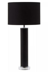 Hanah Black Snake Leather Effect Table Lamp with Chrome Base