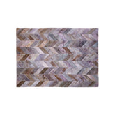 Bosie Safira Small Grey Hair on Leather Chevron Patchwork Rug