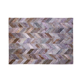 Bosie Safira Large Grey Hair on Leather Chevron Patchwork Rug