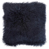 Bosie Real Mongolian Fur Black Square Cushion