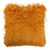 Bosie Real Mongolian Fur Ochre Square Cushion