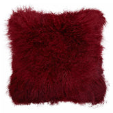 Bosie Real Mongolian Fur Maroon Square Cushion