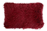 Bosie Real Mongolian Fur Maroon Rectangular Cushion