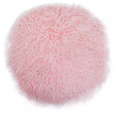 Bosie Real Mongolian Fur Pink Round Cushion
