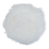 Bosie Real Mongolian Fur White Round Cushion