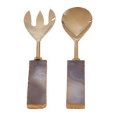 Bowerbird Agata Grey And Gold Serving Set