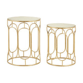 Avantis Set Of 2 Champagne Metal Side Tables