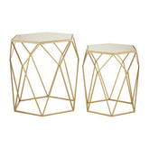 Avantis Set Of 2 Hexagonal Mirrored Top Side Tables