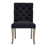 Kensington Townhouse Black Linen Dining Chair with Wooden Legs