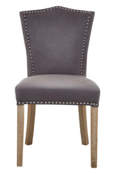 Kensington Townhouse Grey Velvet Dining Chair with Antique Legs