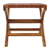 Kendari Brown Woven Leather Stool