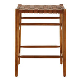Kendari Brown Woven Leather Barstool